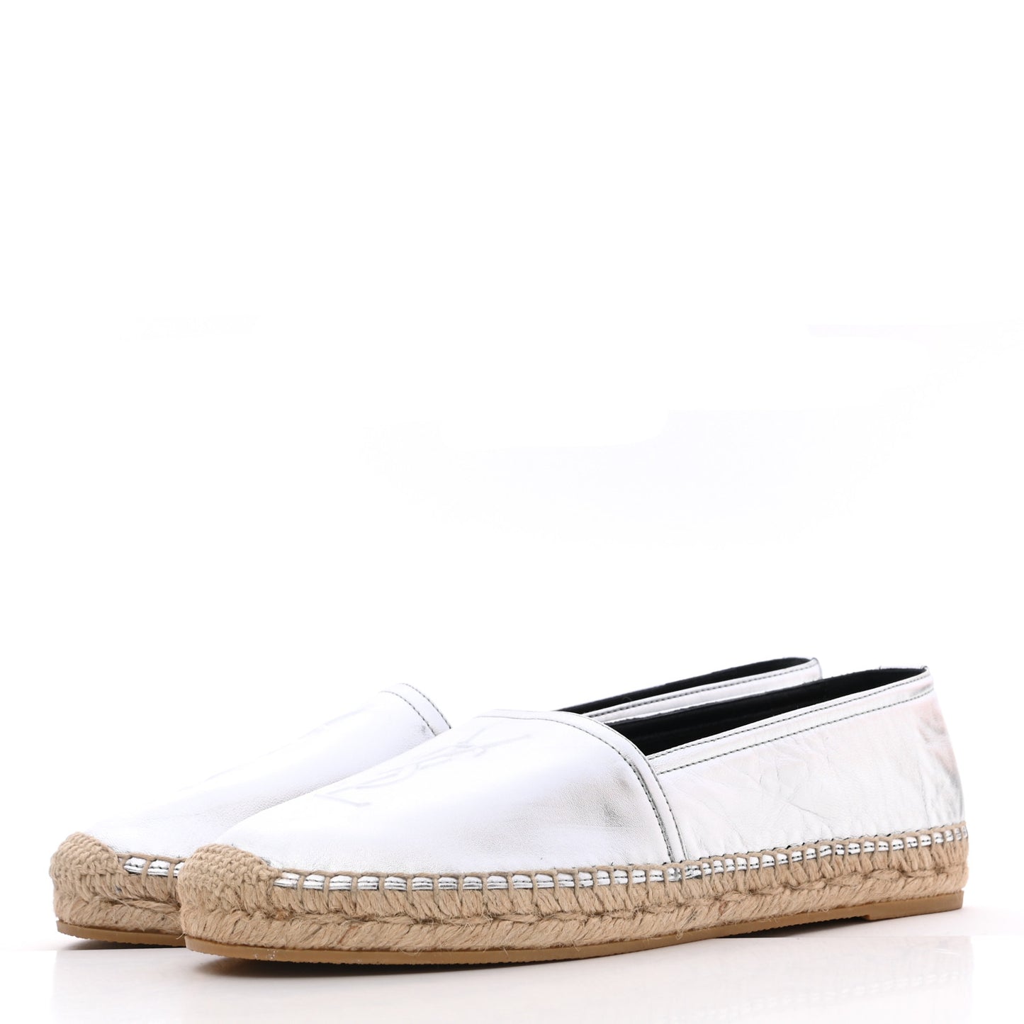 Metallic Lambskin Monogram Espadrilles 38 Argento
