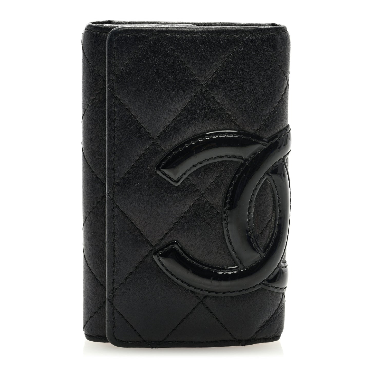 Calfskin Quilted Cambon 6 Key Holder Black