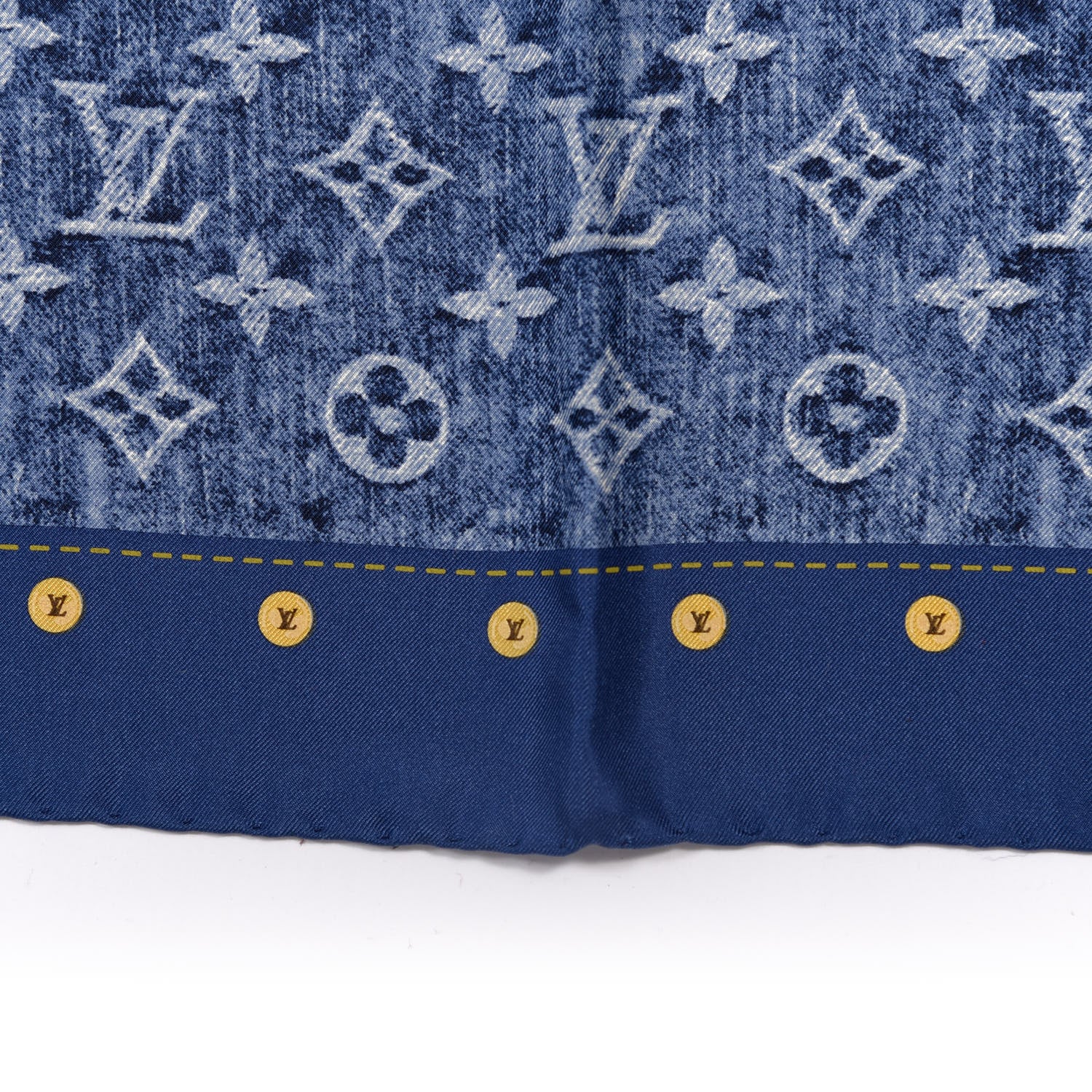 Louis Vuitton Silk Monogram Denim Bandana Scarf Blue 4 of 4