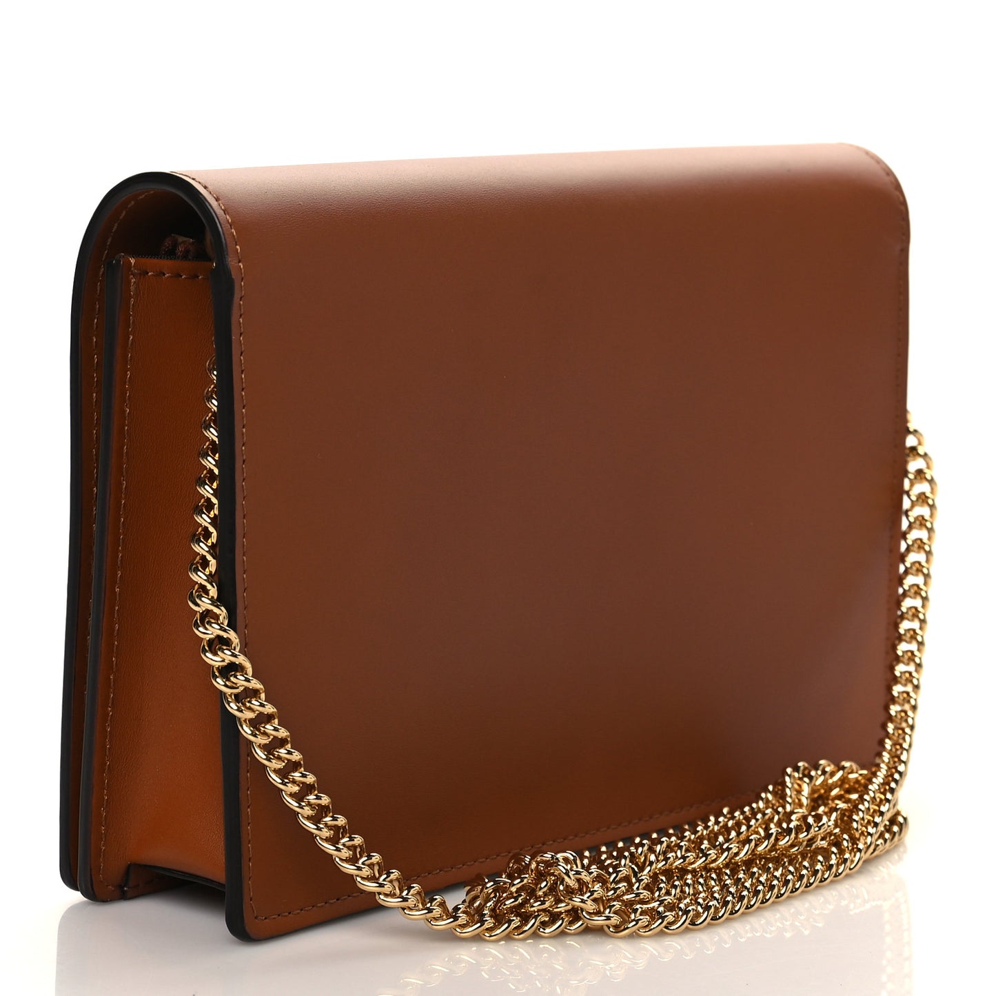 Vitello King Tamponato Logo Embossed Medium Wallet On Chain Cuoio