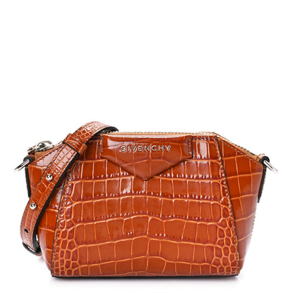 Givenchy Calfskin Crocodile Embossed Nano Antigona Tan 1 of 9