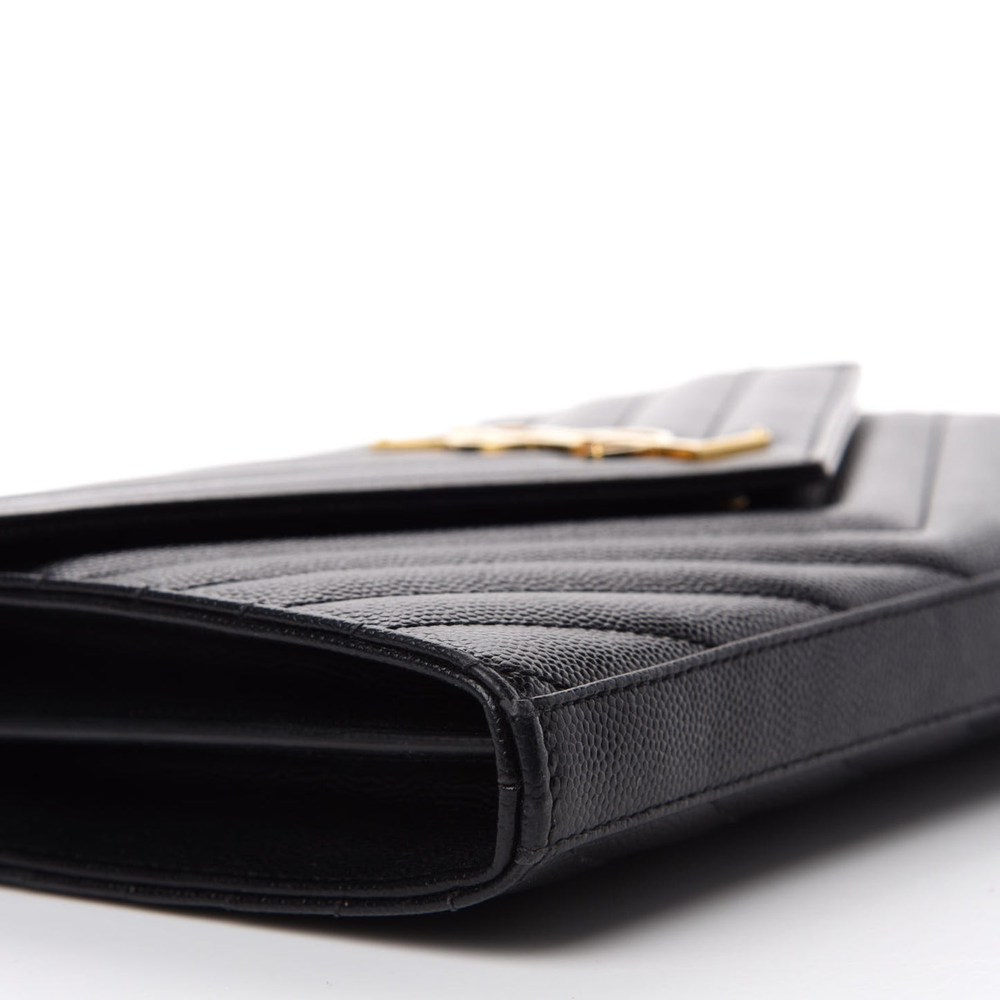 Grain De Poudre Matelasse Chevron Monogram Chain Wallet Black