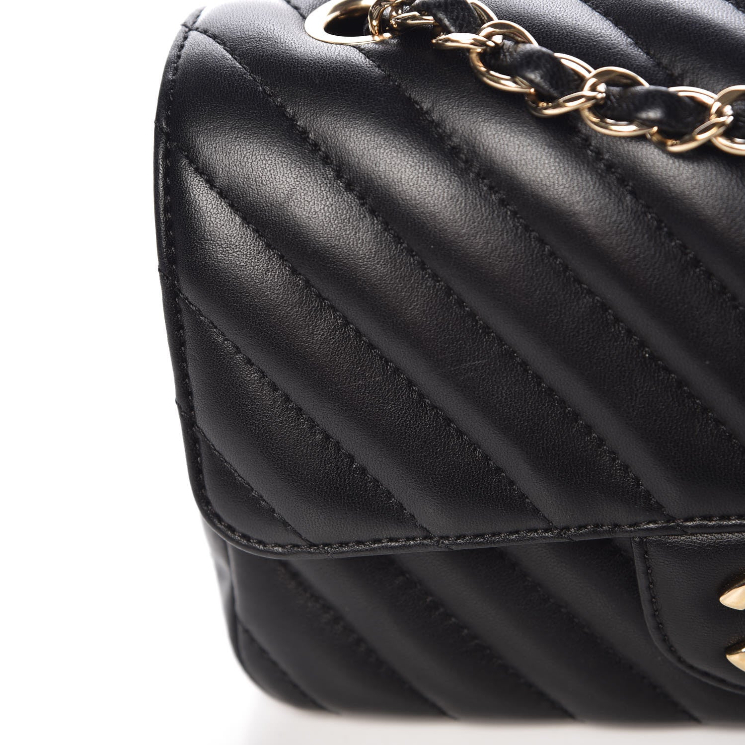 Chanel Lambskin Chevron Quilted Mini Rectangular Flap Black 11 of 13