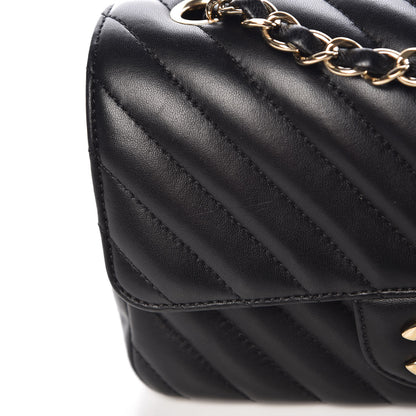 Chanel Lambskin Chevron Quilted Mini Rectangular Flap Black 11 of 13