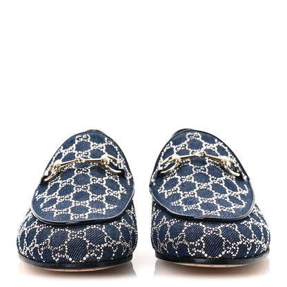 Gucci Denim Crystal GG Monogram Horsebit Womens Jordaan Loafers 39.5 Deep Blue Blue Milad 3 of 12
