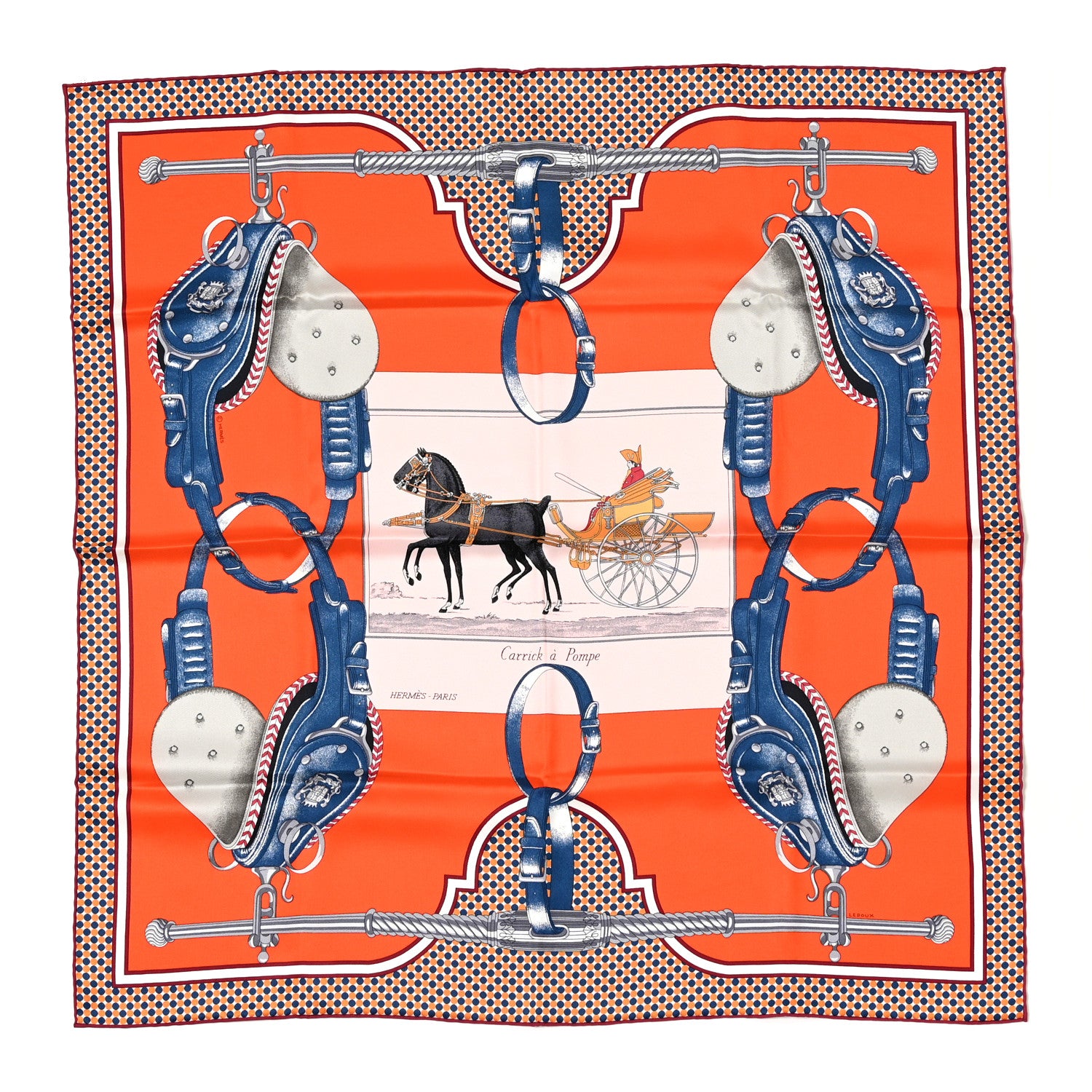 Hermes Silk Carrick a Pompe Scarf 70 Vermillon Rose Pal 1 of 6