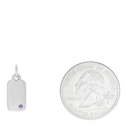 Tiffany 18K White Gold Amethyst Tag Charm Pendant 2 of 3