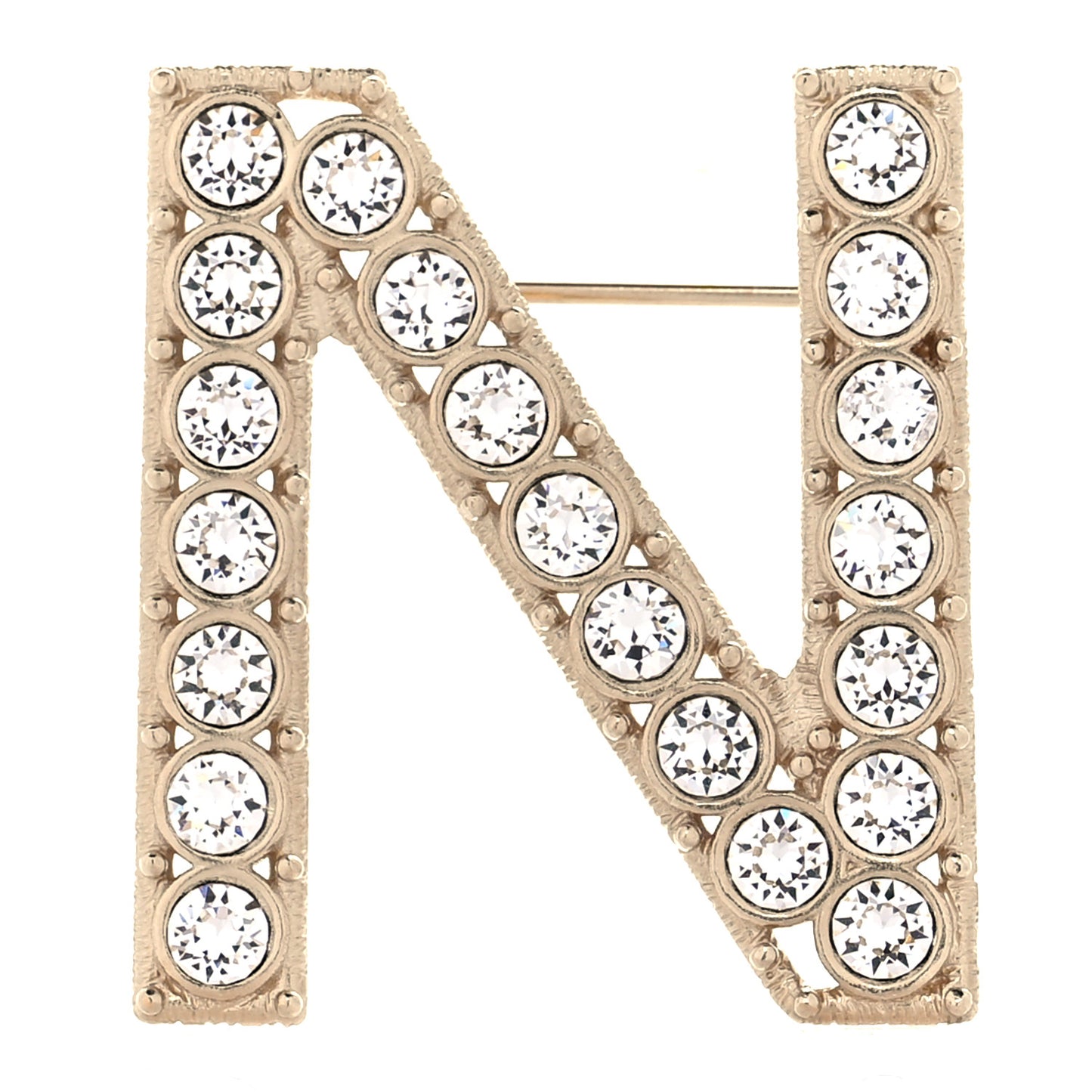 Crystal Cha-Nel Logo Brooch Set Gold