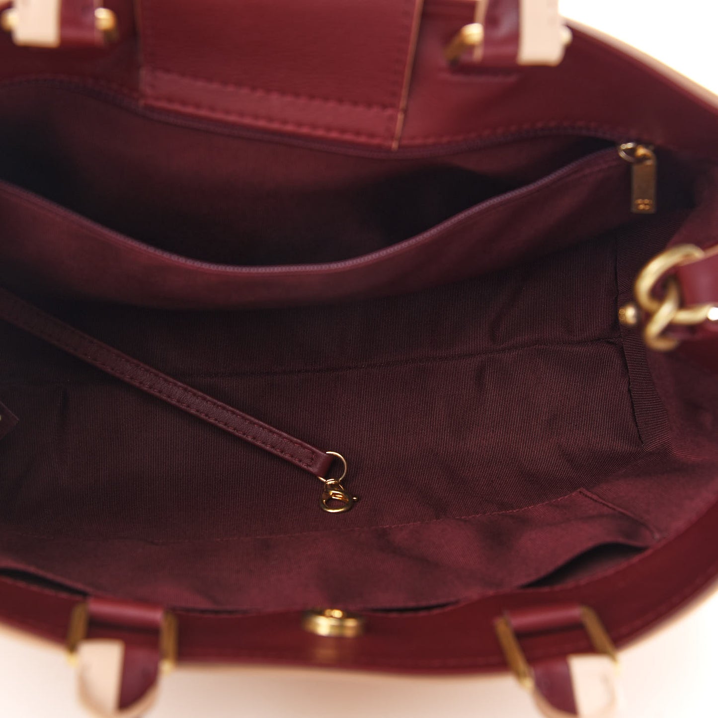 Bullskin Stitched Bi-Color Medium Shopping Tote Beige