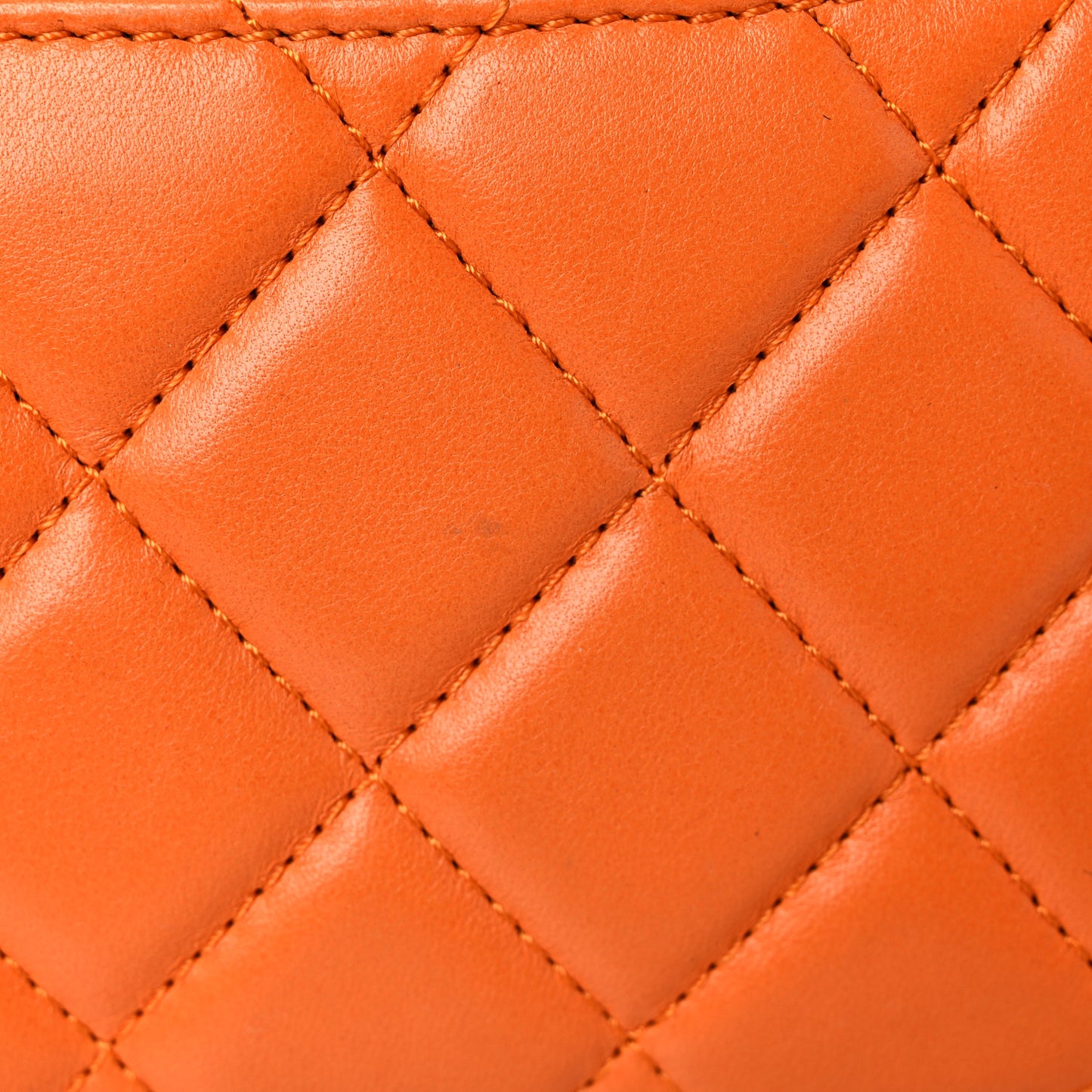 Lambskin Quilted Jumbo Grocery By Chanel Drawstring Shopping Bag Orange