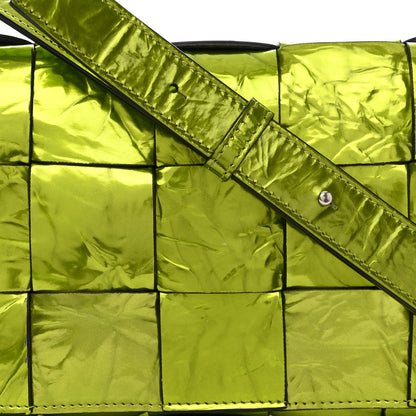 Bottega Veneta Metallic Crushed Calfskin Maxi Intrecciato Cassette Crossbody Bag Chlorophyll 7 of 9