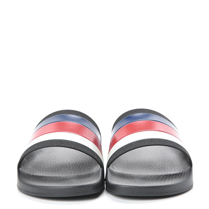 Gucci Rubber Web Mens Pool Slide Sandals 9 Black Mystic White Hibiscus Red Marine 2 of 7