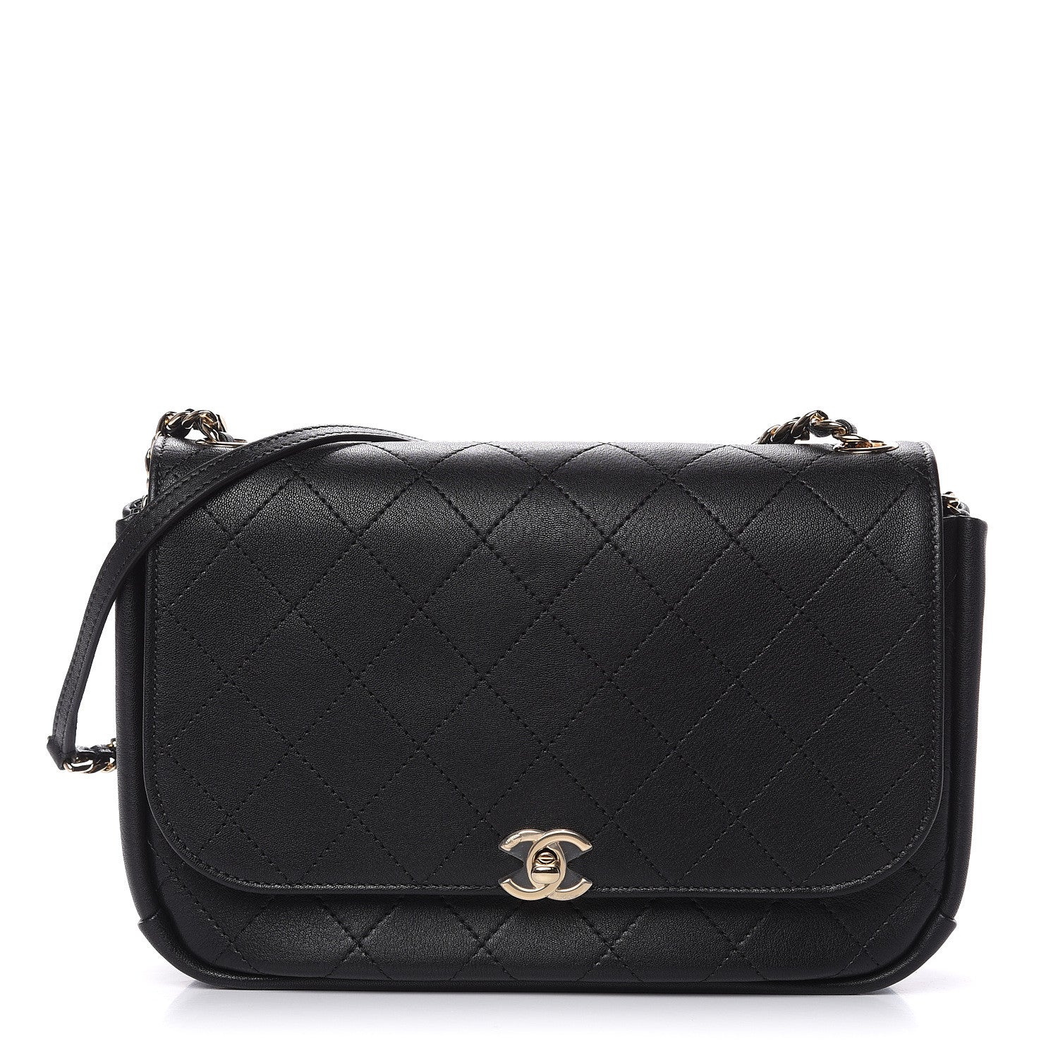 Chanel Goatskin Stitched Medium Casual Trip Single Flap Black 1 of 9
