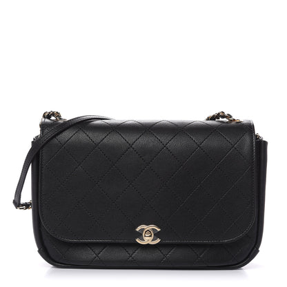 Chanel Goatskin Stitched Medium Casual Trip Single Flap Black 1 of 9