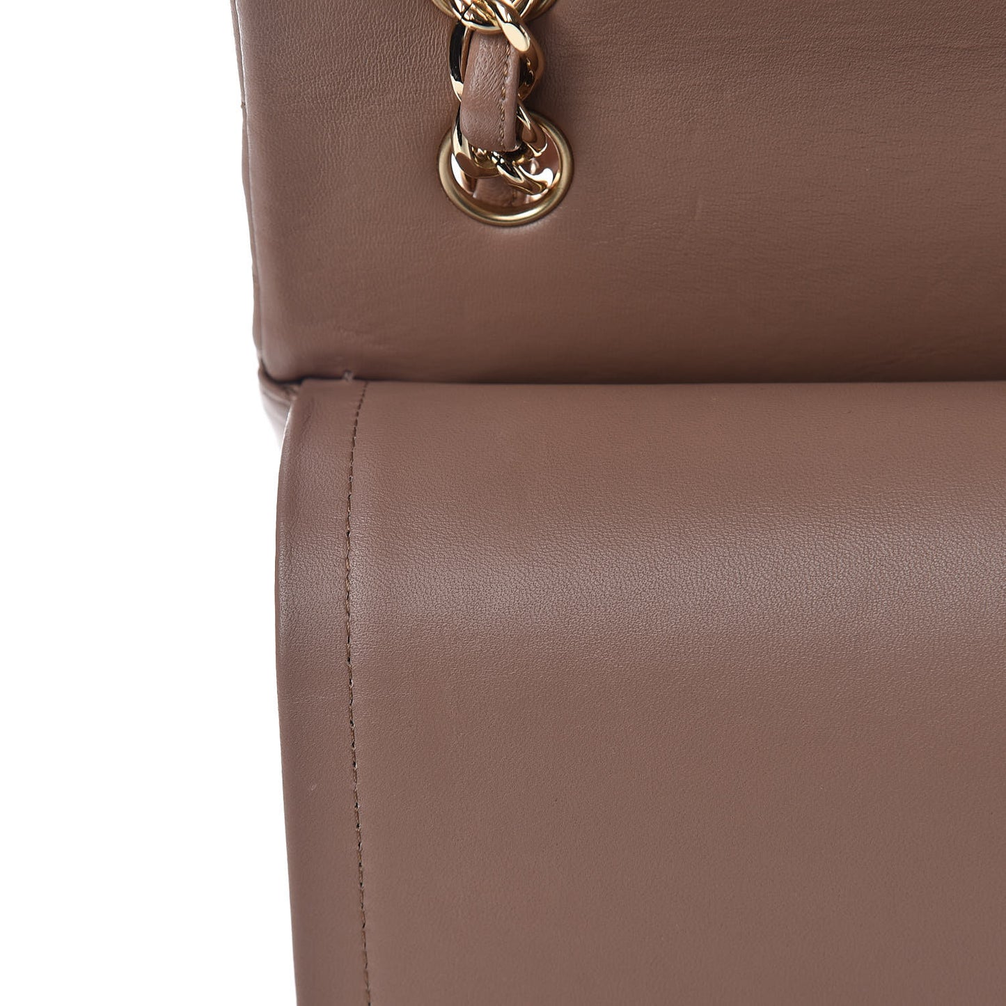 Lambskin Quilted Jumbo Double Flap Dark Beige