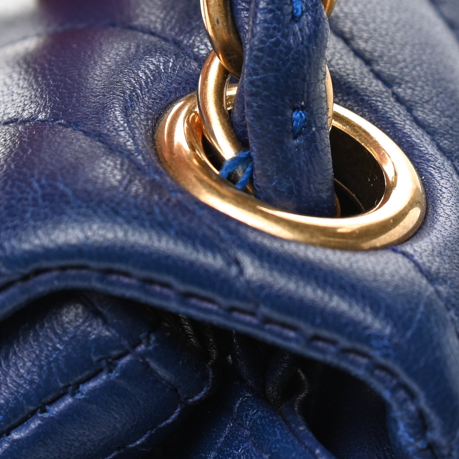 Chanel Lambskin Chevron Quilted Mini Square Flap Blue 10 of 10