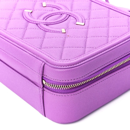 Chanel Caviar Quilted Medium CC Filigree Vanity Case Purple 11 of 11
