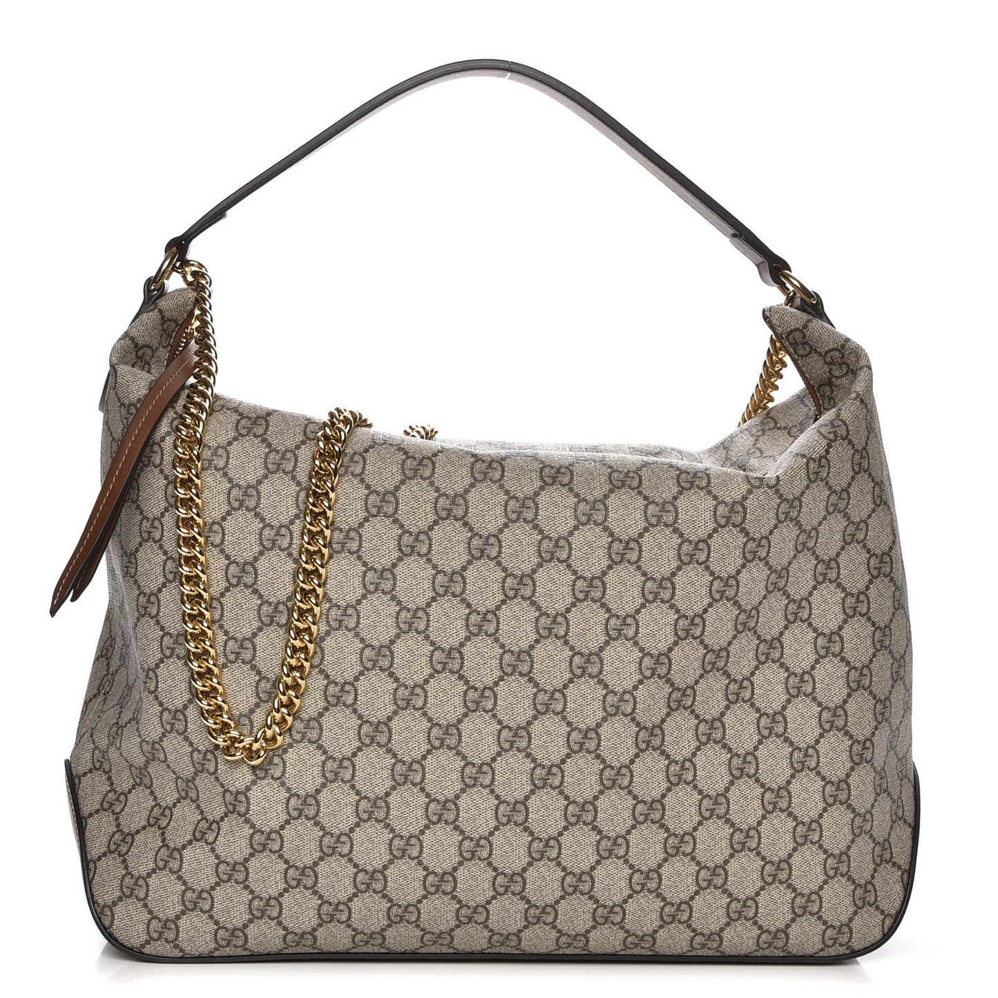 GG Supreme Monogram Large Linea A Hobo Light Brown
