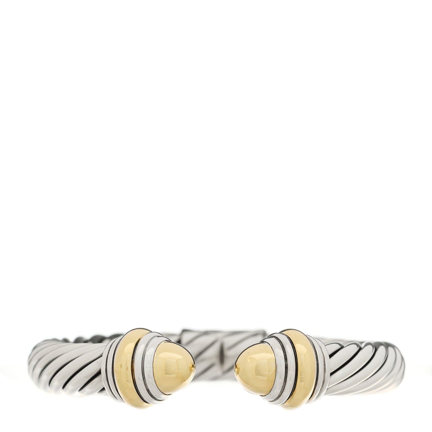 David Yurman Sterling Silver 14K Yellow Gold 10mm Cable Classics Hinged Bracelet 1 of 4