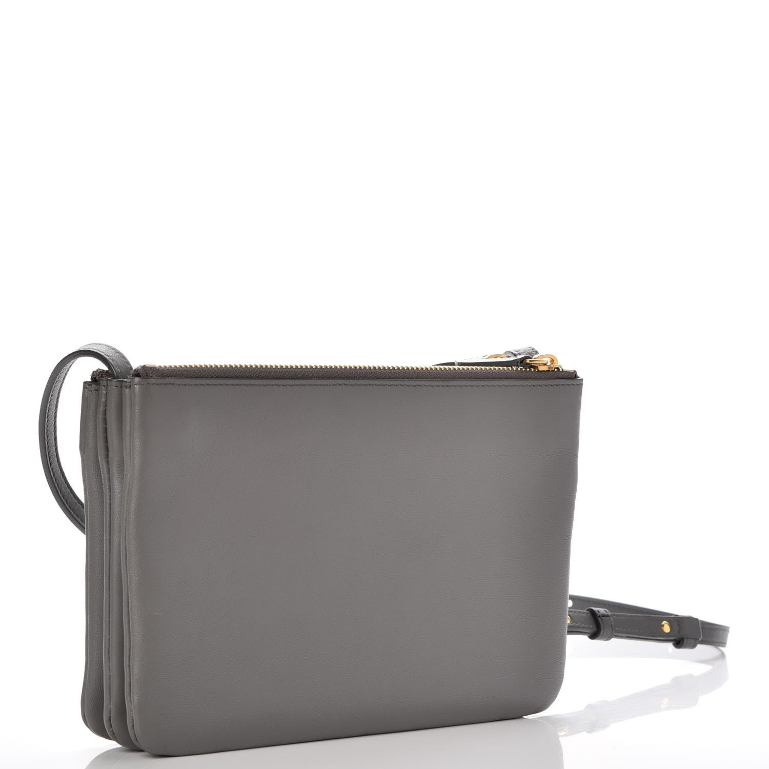 Celine Lambskin Small Trio Crossbody Bag Smoke 3 of 9
