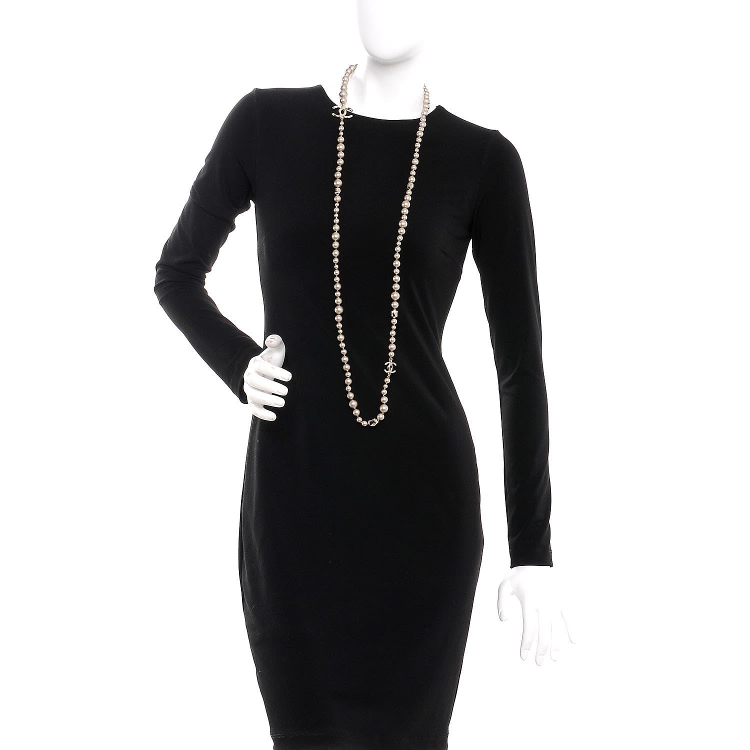 Chanel Resin Pearl CC Long Necklace in Golden Pearly Beige 2 of 5
