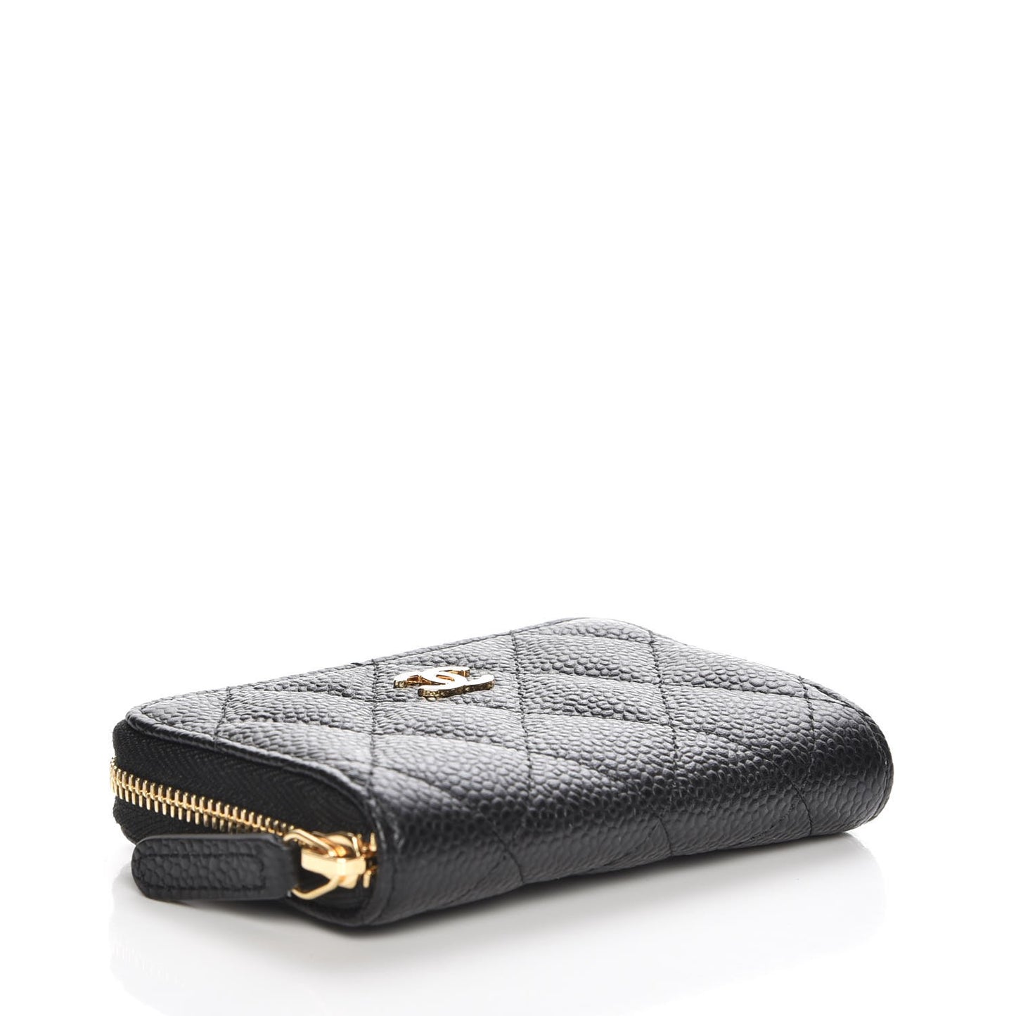 Caviar Quilted Zip Coin Purse Black