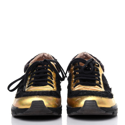 Chanel Tweed Suede Calfskin Runway Sneakers 37 Black Multicolor 2 of 18