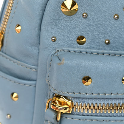 MCM Calfskin Stud X-Mini Stark Bebe Boo Backpack Sky Blue 12 of 13