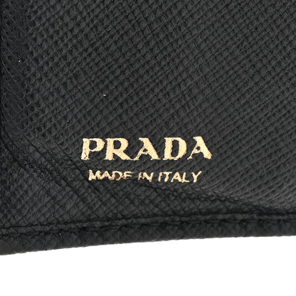 Prada Saffiano Small Triangle Bi-Fold Wallet Black 8 of 11
