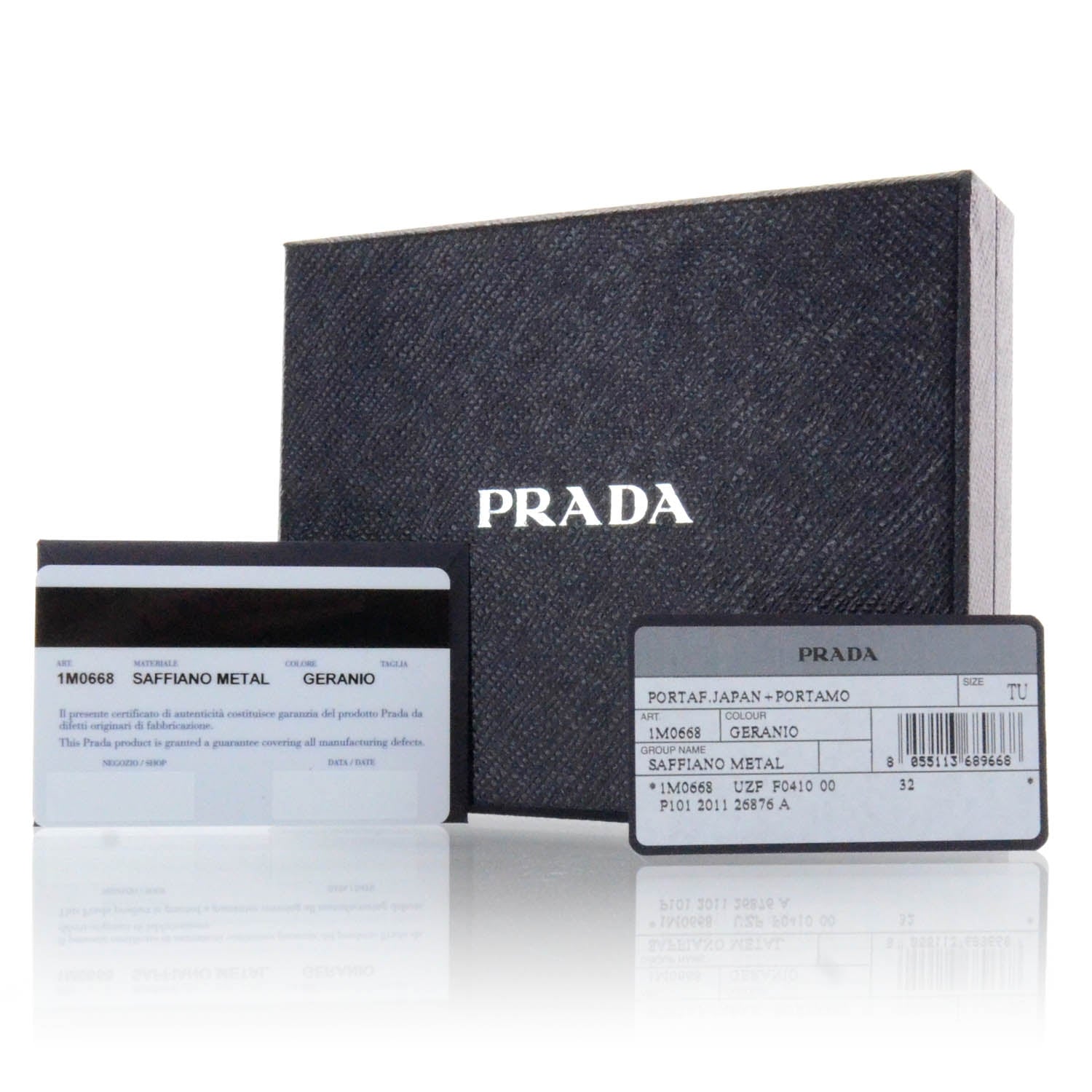 Prada Saffiano Metal Bi-Fold Wallet Geranio 7 of 7