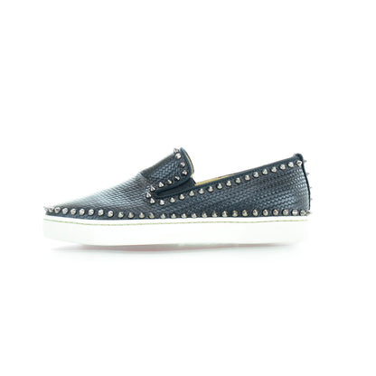 Christian Louboutin Mens Leather Studded Pik Boat Flat Calf Loafers 42.5 Black 1 of 8