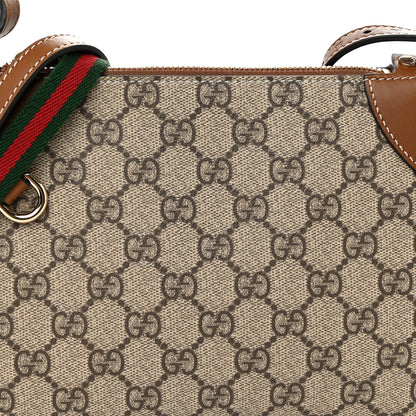 Gucci GG Supreme Monogram Textured Calfskin Small Emblem Shoulder Bag Beige Dark Brown 8 of 10