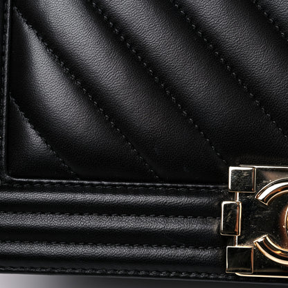 Chanel Lambskin Chevron Quilted Medium Boy Flap Black 16 of 17