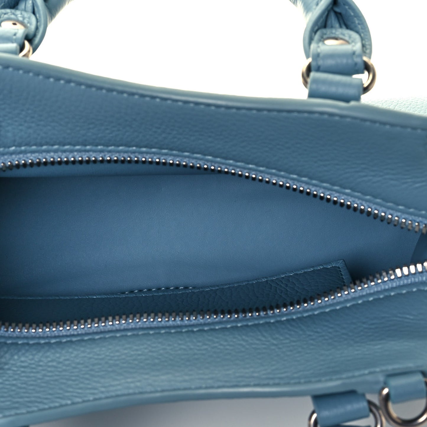 Grained Calfskin Neo Classic Silver Hardware Mini City Blue Grey