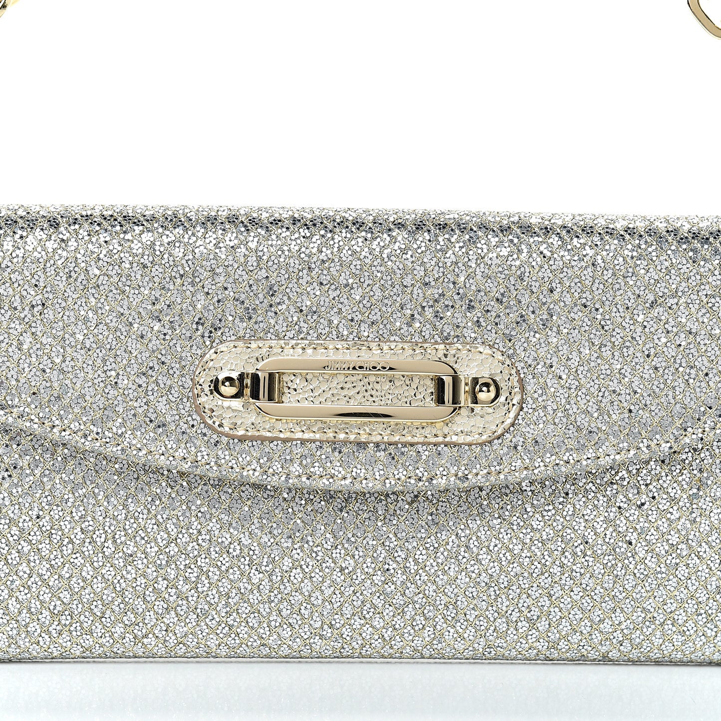 Glitter Fabric Large Riane Clutch Champagne