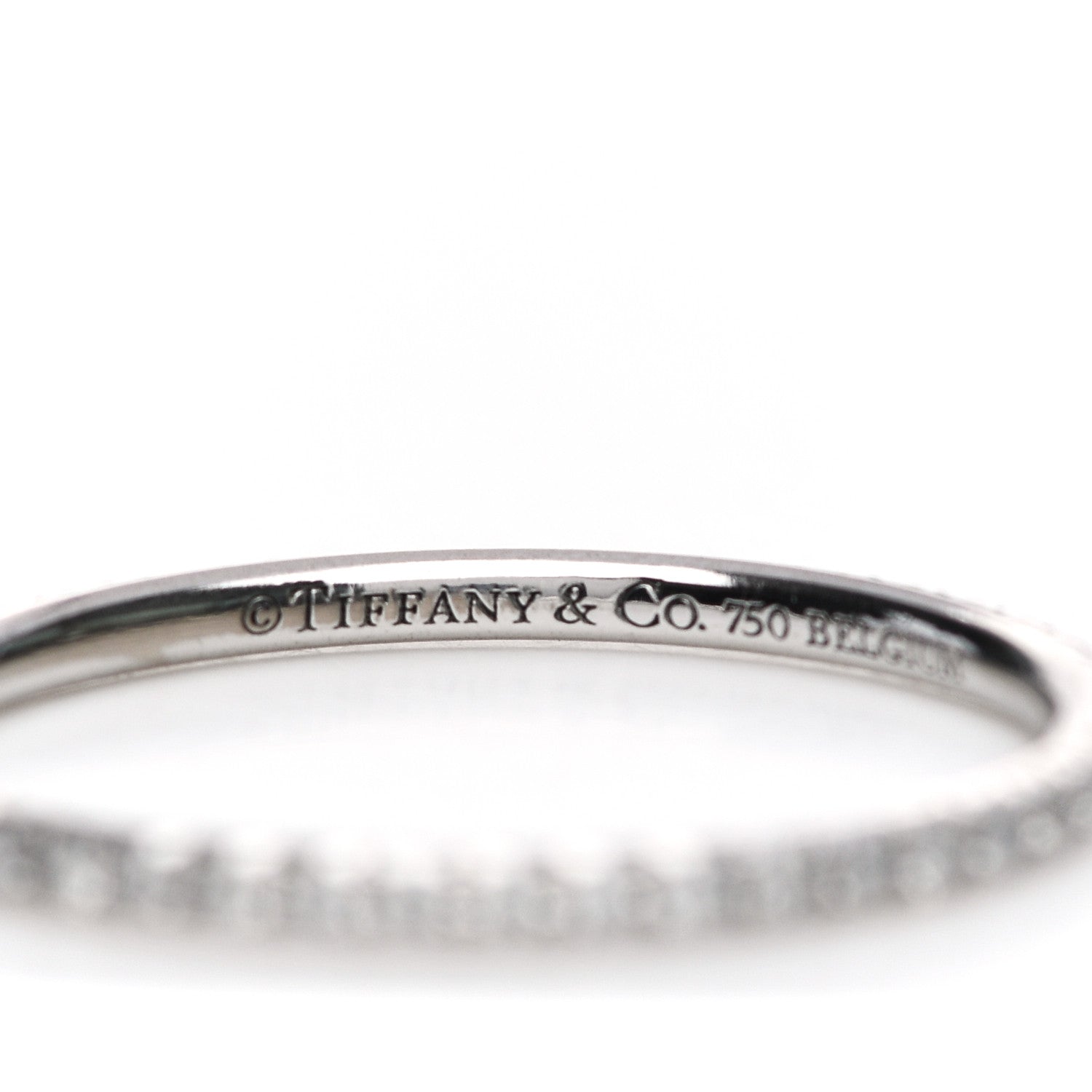 Tiffany 18K White Gold Diamond Metro Band Ring 54 7 4 of 5