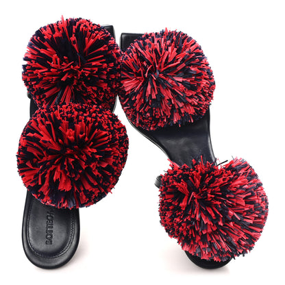 Bottega Veneta Calfskin Pom Slide Sandals 36 Navy Red 2 of 9