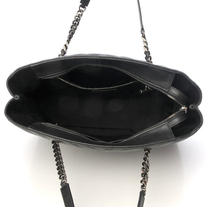 Saint Laurent Sheepskin Matelasse Chevron Large Monogram Shopping Bag Black 5 of 14