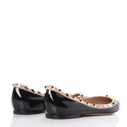 Valentino Garavani Patent Rockstud Ballerina Flats 39 Black Poudre 4 of 10