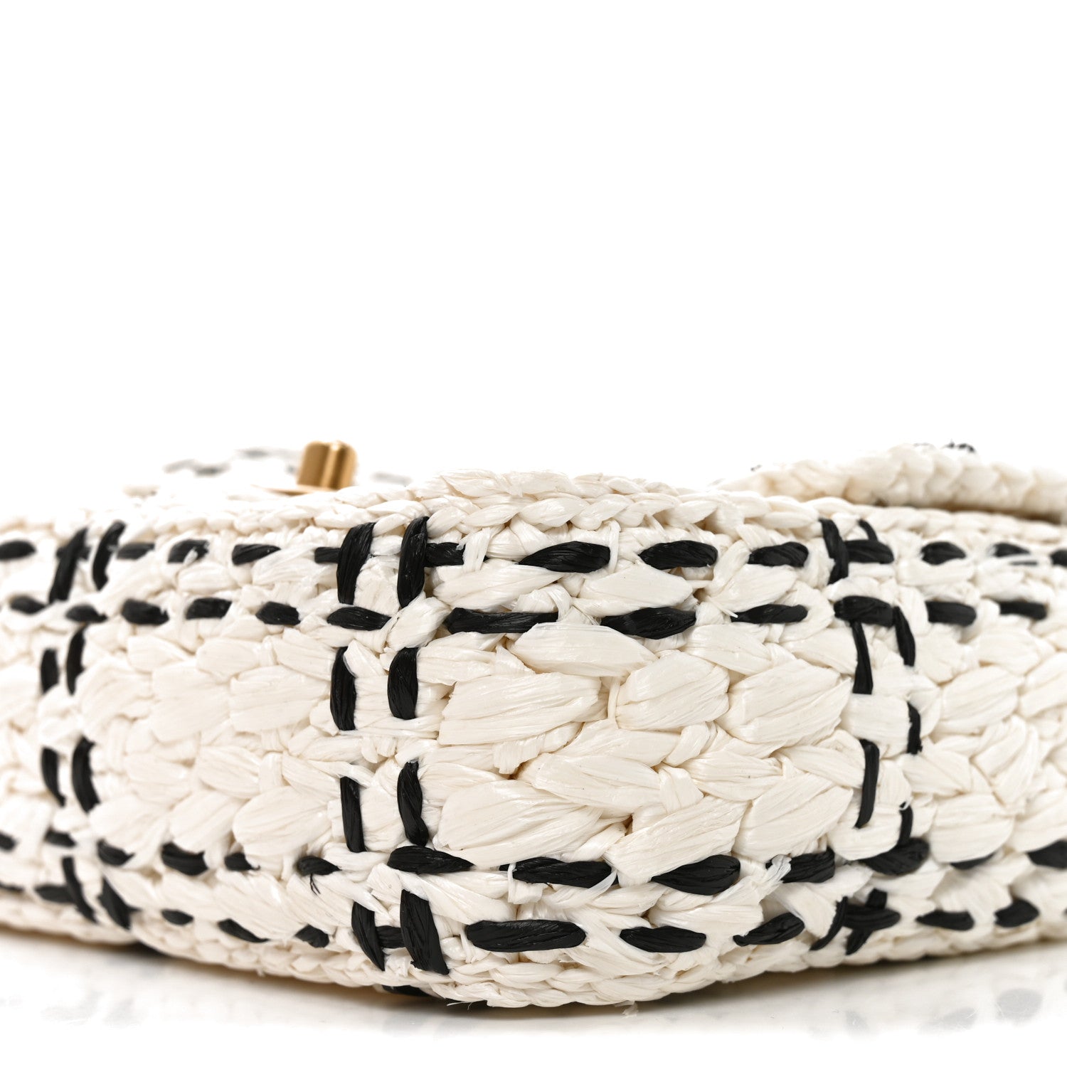 Chanel Raffia Effect Tweedy Mini Flap Bag White Black 19 of 21
