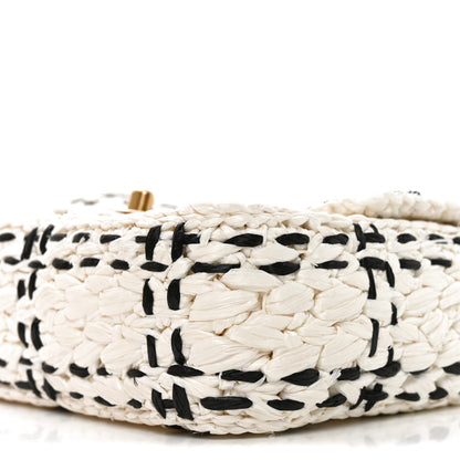 Chanel Raffia Effect Tweedy Mini Flap Bag White Black 19 of 21