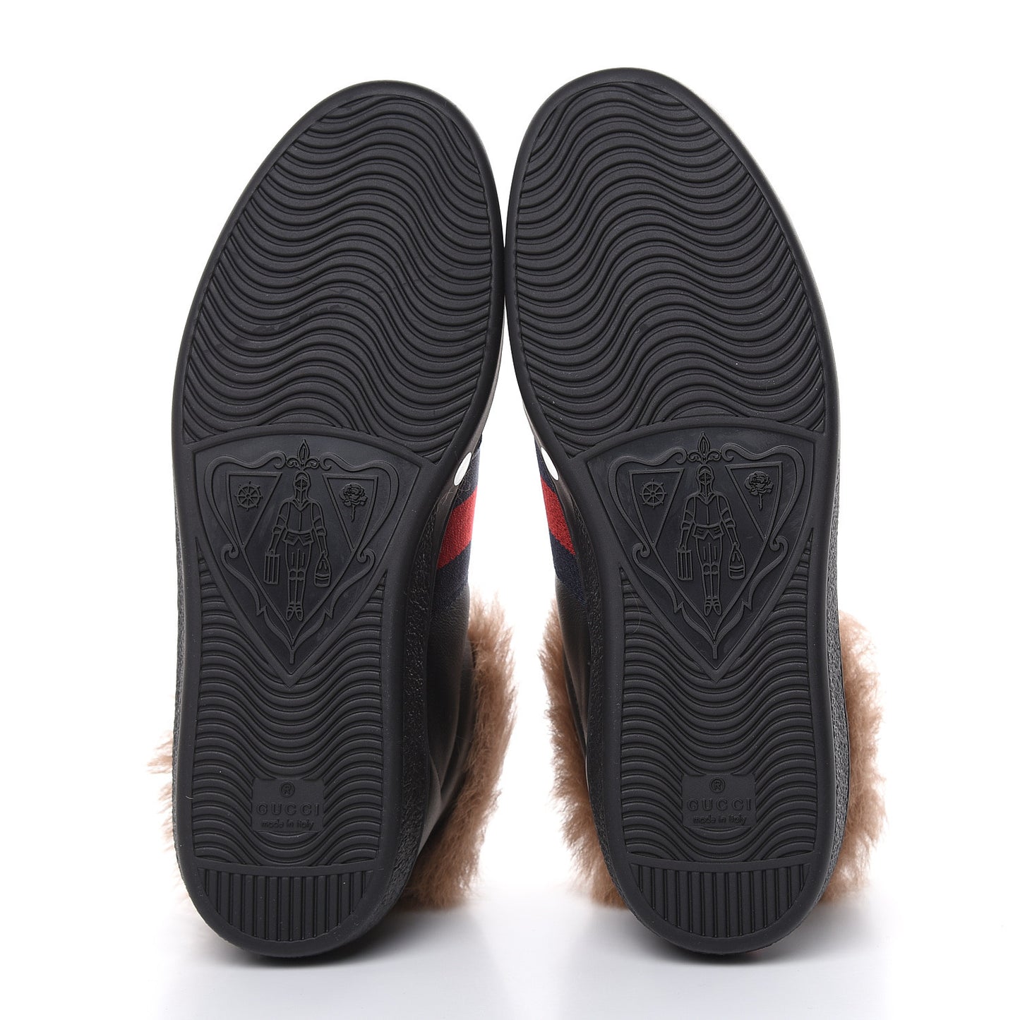 Calfskin Wool Web Bee Embroidered Mens Ace High Top Sneakers 7 Black