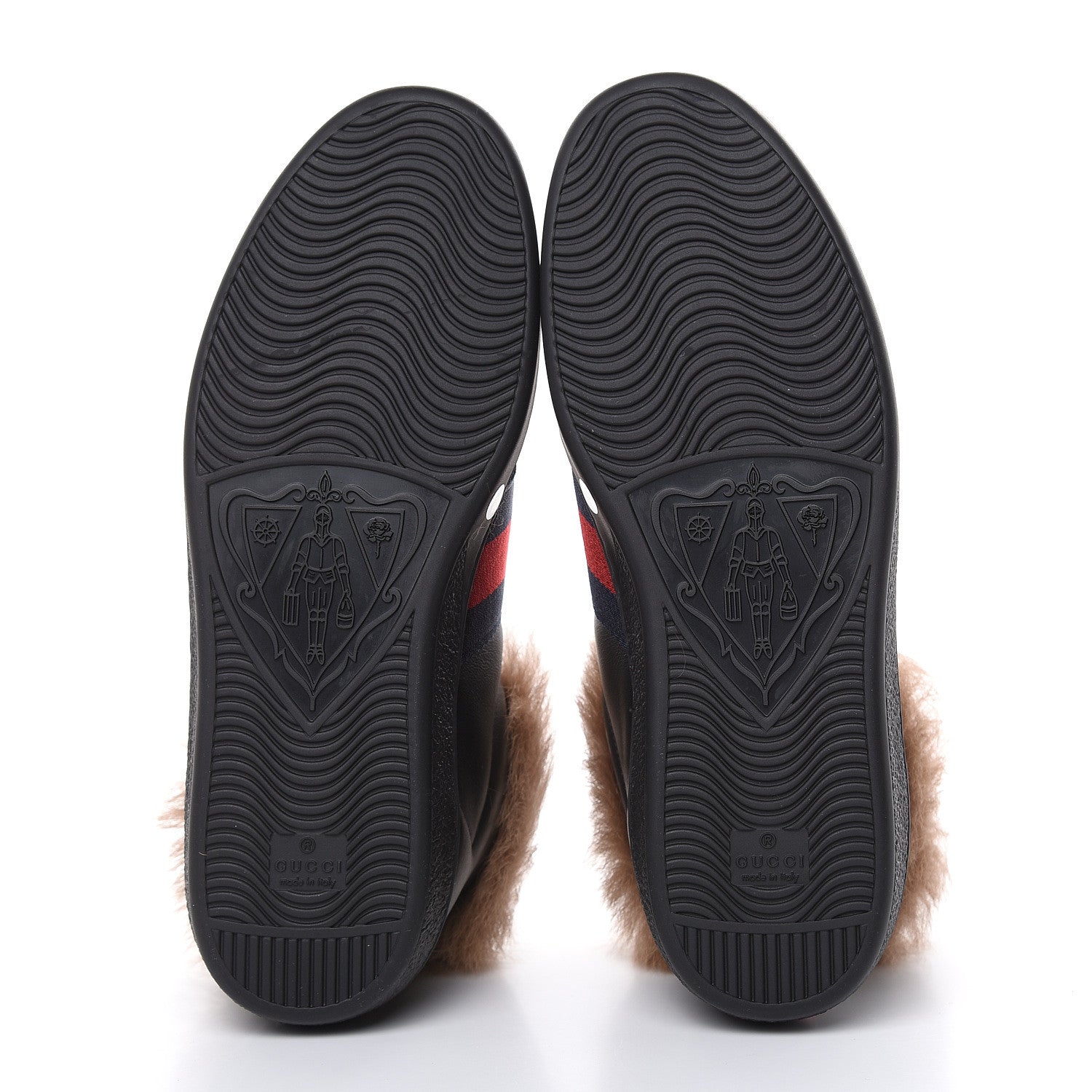 Gucci Calfskin Wool Web Bee Embroidered Mens Ace High Top Sneakers 7 Black 5 of 8