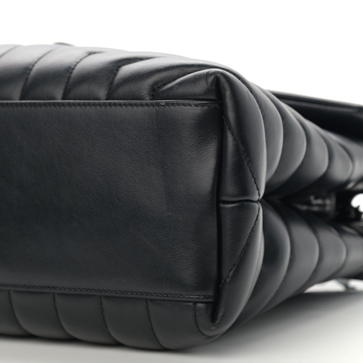 Calfskin Y Quilted Monogram Medium Loulou Chain Satchel Black