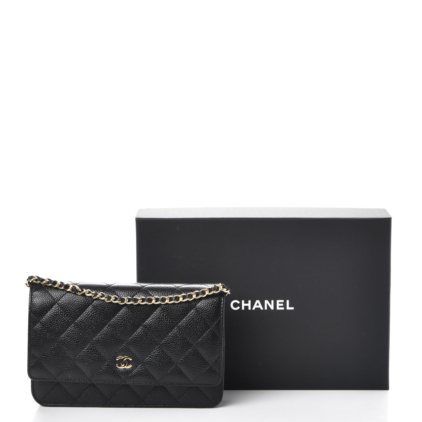 Caviar Quilted Wallet On Chain WOC Black
