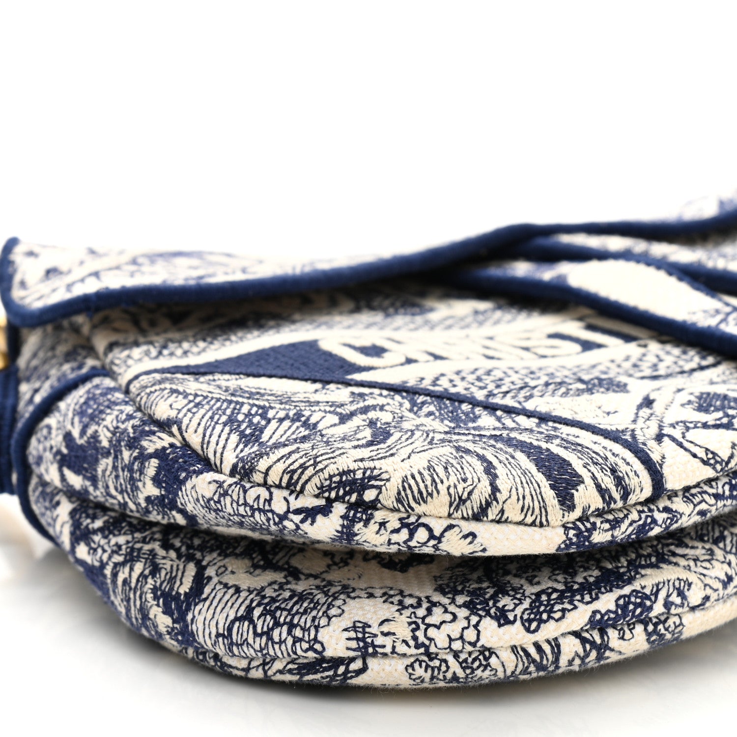 Christian Dior Canvas Embroidered Toile de Jouy Saddle Bag Blue 9 of 10