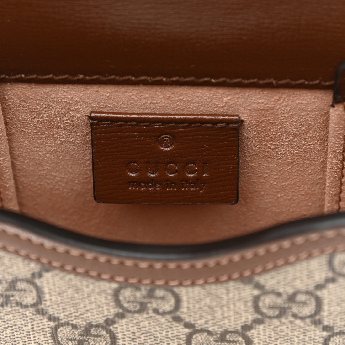 GG Supreme Monogram Mini Horsebit 1955 Crossbody Bag Beige Brown Sugar