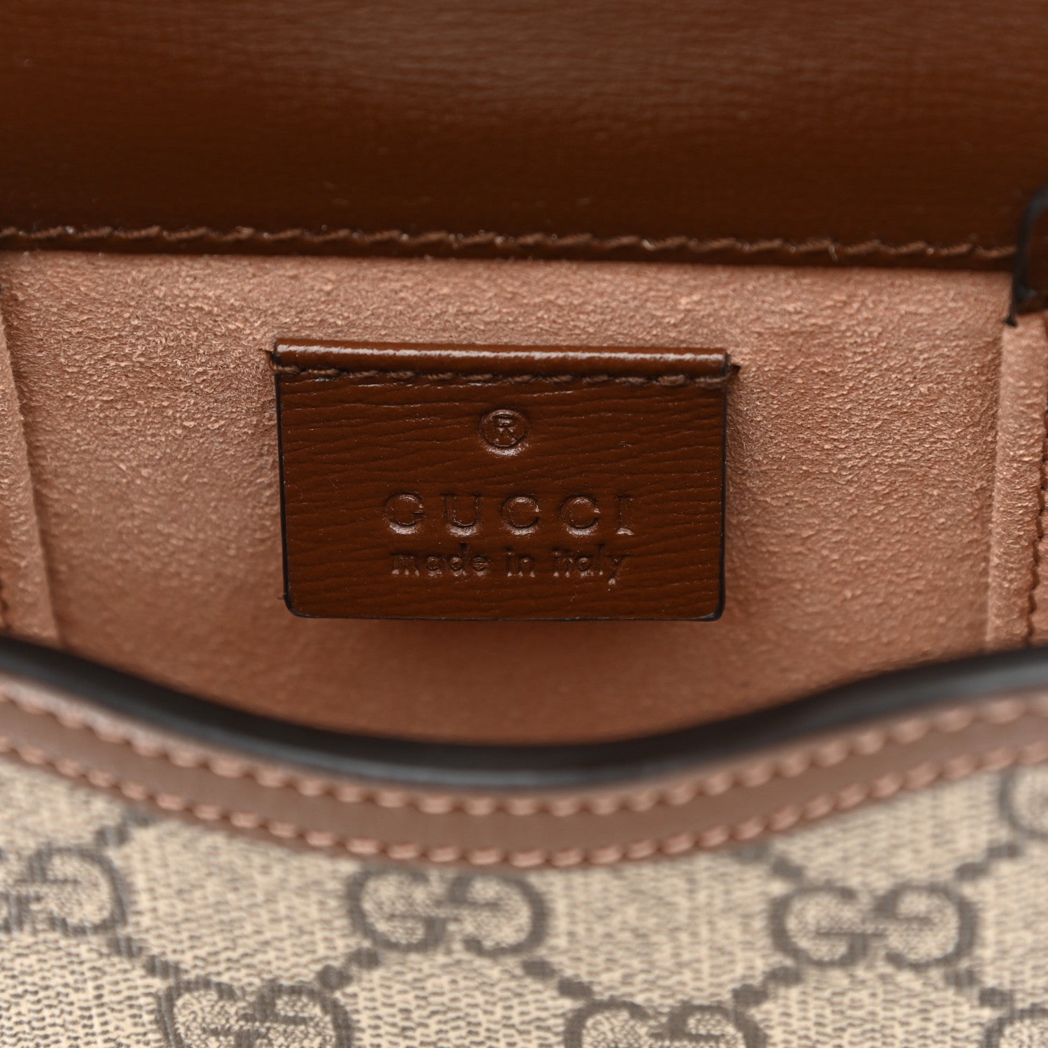 Gucci GG Supreme Monogram Mini Horsebit 1955 Crossbody Bag Beige Brown Sugar 6 of 11