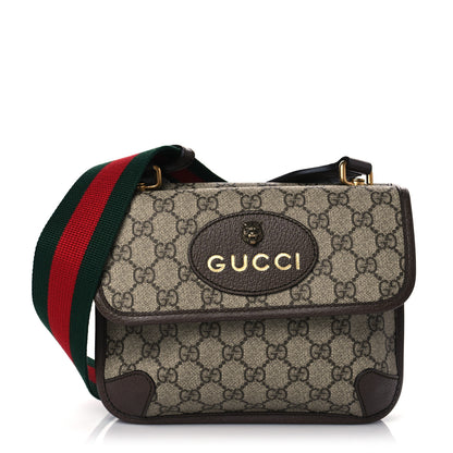Gucci GG Supreme Monogram Web Small Neo Vintage Double Flap Messenger Bag Beige New Acero 1 of 13