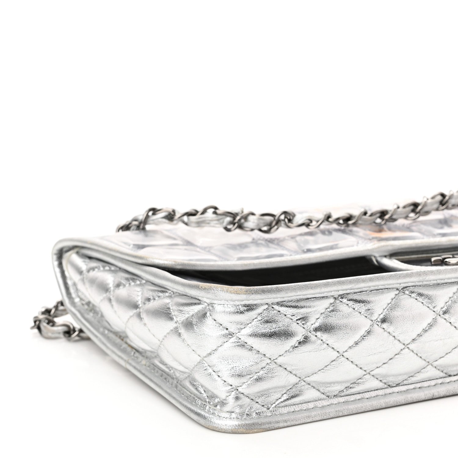 Chanel Vinyl Large Ice Cube Flap Silver 9 of 12